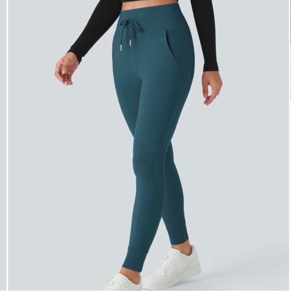 Halara Softlyzero™ Plush High Waisted Drawstring Joggers | MP | Oxford Blue - Picture 3 of 7
